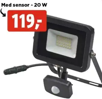 Led-Projektør Sortlakeret Aluminum.Inkl. Led-Pære Med Op Til 25.000 Brændetimer.Ip65 Godkendt.(20W)Med Sensor -20W