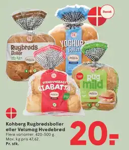 SPAR Kohberg Rugbrødsboller eller Velsmag Hvedebrød tilbud
