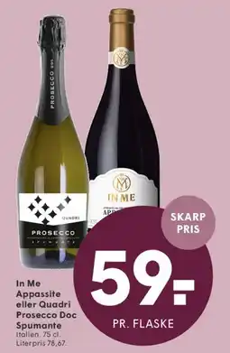 SPAR In Me Appassite eller Quadri Prosecco Doc Spumante tilbud