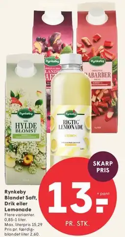 SPAR Rynkeby Blandet Saft / Rigtig Lemonade tilbud