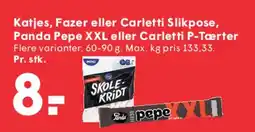 SPAR Katjes, Fazer eller Carletti slikpose / Panda Pepe XXL / Carletti P-tærter tilbud