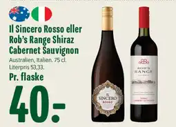Min Købmand Il Sincero Rosso / Rob's Range (Shiraz Cabernet Sauvignon) tilbud