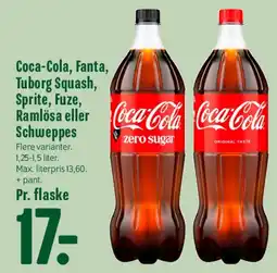 Min Købmand Coca‑Cola, Fanta, Tuborg Squash, Sprite, Fuze, Ramlösa eller Schweppes (flaske) tilbud