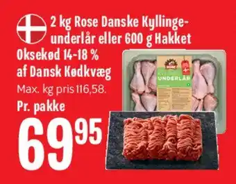 2 kg Rose Danske kyllinge‑underdel / hakket oksekød