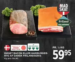 MENY Røget bacon eller hamburgerryg af dansk frilandsgris tilbud