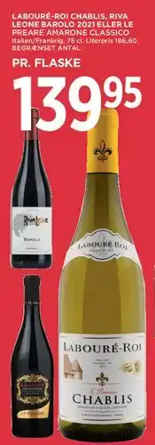 MENY Labouré-Roi Chablis / Riva Leone Barolo 2021 / Le Preare Amarone Classico (pr. flaske) tilbud