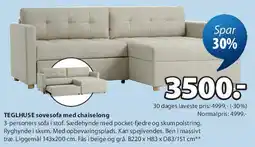 JYSK Sovesofa med chaiselong tilbud
