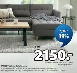 JYSK FALSLEV sofa med chaiselong tilbud