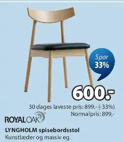 JYSK LYNGHOLM spisebordsstol tilbud