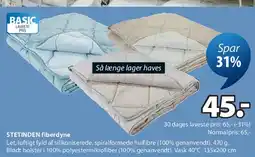 JYSK STETINDEN fiberdyne tilbud