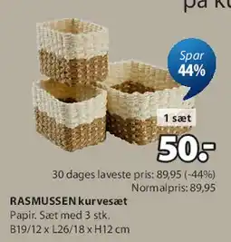JYSK RASMUSSEN kurvesæt tilbud