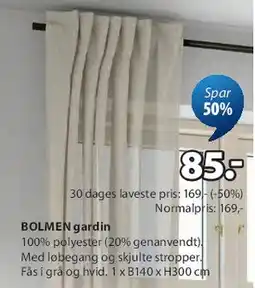 JYSK BOLMEN gardin tilbud