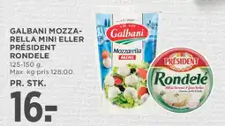 MENY Galbani Mozzarella Mini / Président Rondele tilbud