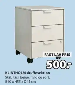 JYSK KLINTHOLM skuffesektion tilbud