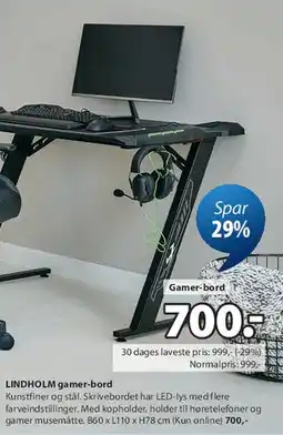 JYSK LINDHOLM gamer-bord tilbud