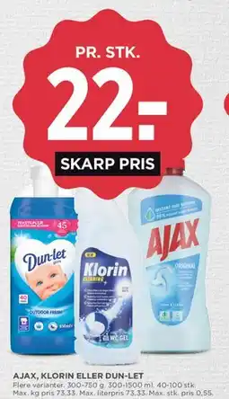 MENY Ajax, Klorin eller Dun-let tilbud