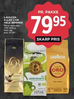 MENY Lavazza eller L'OR hele bønner tilbud