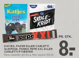 MENY Katjes, Fazer eller Carletti slikpose / Panda Pepe XXL / Carletti tærter tilbud