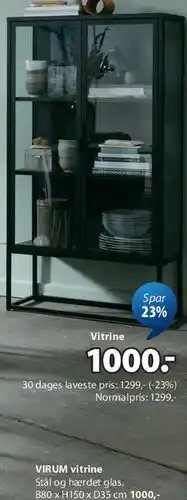 JYSK Vitrine / skabsdisplay (glas og metal) tilbud