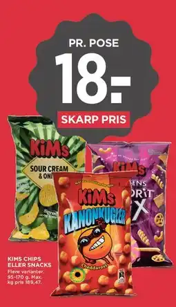 MENY Kims chips eller snacks tilbud