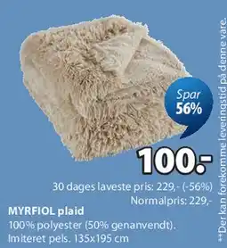 JYSK Plaid / plysplaid tilbud