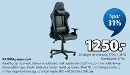 JYSK RANUM gamer-stol tilbud