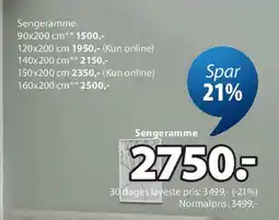 JYSK VEMMELEV sengeramme tilbud