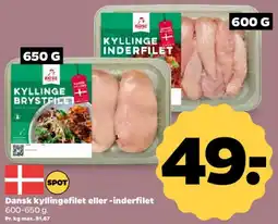 Netto Dansk kyllingefilet (brystfilet eller inderfilet) tilbud