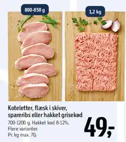 Føtex Koteletter, flæsk i skiver, spareribs eller hakket grisekød tilbud