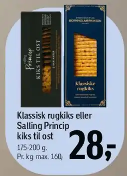 Føtex Klassisk rugkiks eller Salling Princip kiks til ost tilbud