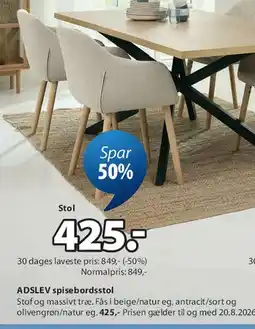 JYSK ADSLEV spisebordsstol tilbud