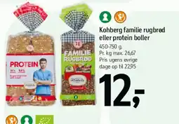 Føtex Kohberg familie rugbrød eller protein boller tilbud