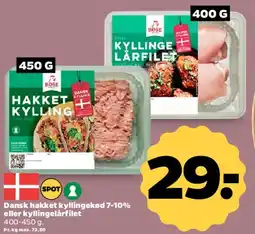 Netto Dansk hakket kylling eller kyllingelårfilet tilbud