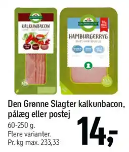 Føtex Den Grønne Slagter – kalkunbacon, pålæg eller postej tilbud