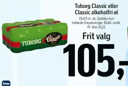 Føtex Tuborg Classic eller Classic alkoholfri øl tilbud