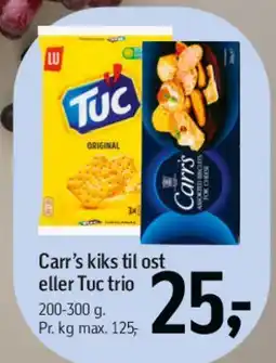Føtex Carr's kiks til ost eller Tuc trio tilbud