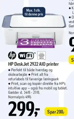 Føtex HP DeskJet 2922 AIO printer tilbud