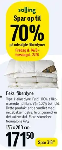 Føtex Fiberdyne (helårsdyne) tilbud