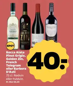 Netto Rocca Alata Pinot Grigio, Golden Zin, French Telegram eller Barbera D'Asti tilbud