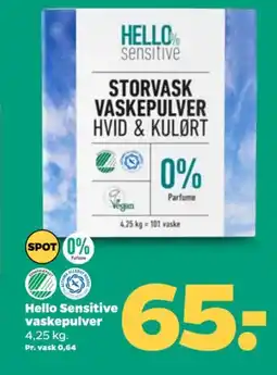 Netto Hello Sensitive vaskepulver tilbud
