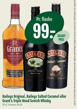 Min Købmand Baileys Original, Baileys Salted Caramel eller Grant’s Triple Wood Scotch Whisky tilbud