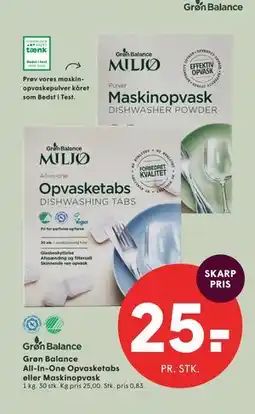 SPAR Grøn Balance All-In-One Opvasketabs eller Maskinopvask tilbud