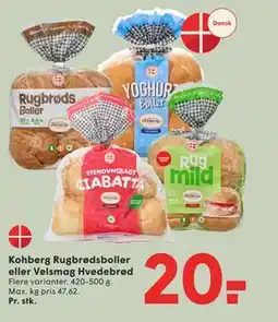 SPAR Kohberg Rugbrødsboller eller Velsmag Hvedebrød tilbud