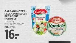 MENY GALBANI MOZZARELLA MINI ELLER PRÉSIDENT RONDELE tilbud