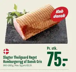 Min Købmand Slagter Theilgaard Røget Hamburgerryg af Dansk Gris tilbud
