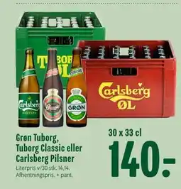 Min Købmand Grøn Tuborg, Tuborg Classic eller Carlsberg Pilsner tilbud
