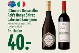 Min Købmand Il Sincero Rosso eller Rob’s Range Shiraz Cabernet Sauvignon tilbud