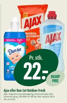 Min Købmand Ajax eller Dun-Let Outdoor Fresh tilbud