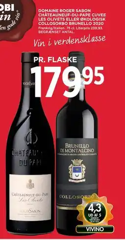 MENY DOMAINE ROGER SABON CHÂTEAUNEUF-DU-PAPE CUVEE LES OLIVETS ELLER ØKOLOGISK COLLOSORBO BRUNELLO 2020 tilbud