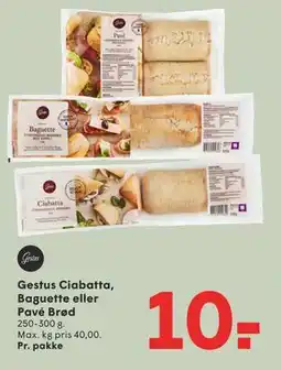 SPAR Gestus Ciabatta, Baguette eller Pavé Brød tilbud